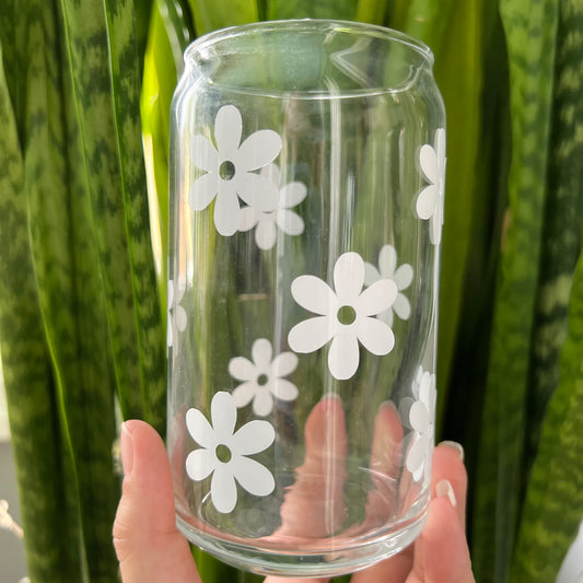 Floral Beer Can Glass